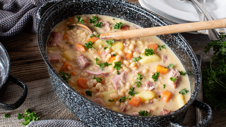 soup cooked in large pot