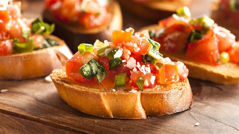 Bruschetta on wooden table