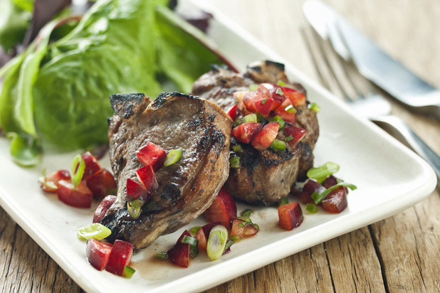 Main: Grilled Lamb Chops with Cherry Salsa Recipe