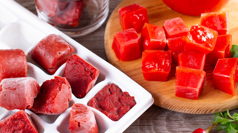 Tomato juice ice cubes