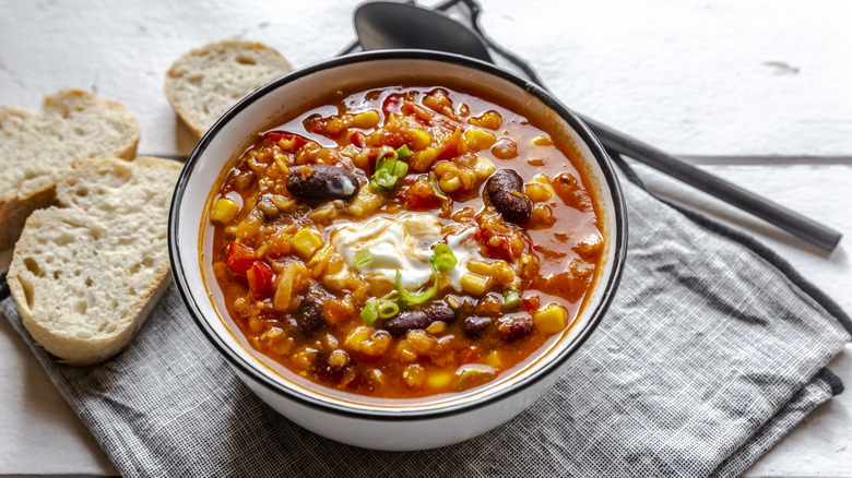 chili in a bowl