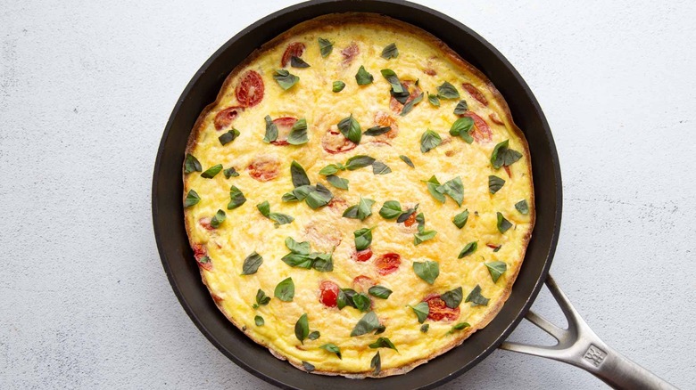 tomato frittata with fresh basil