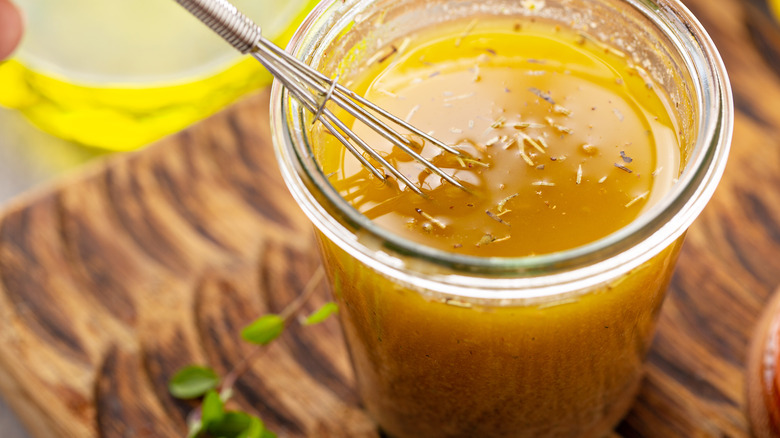 Jar of homemade vinaigrette