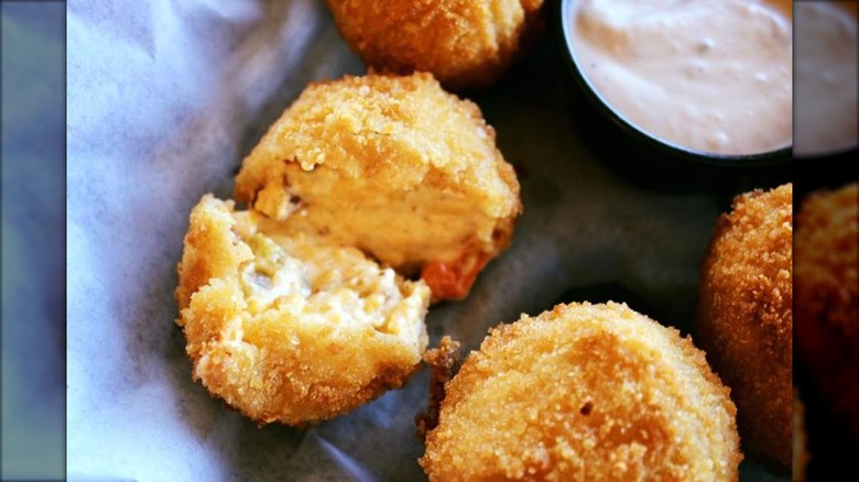 fried pimento cheese on plate