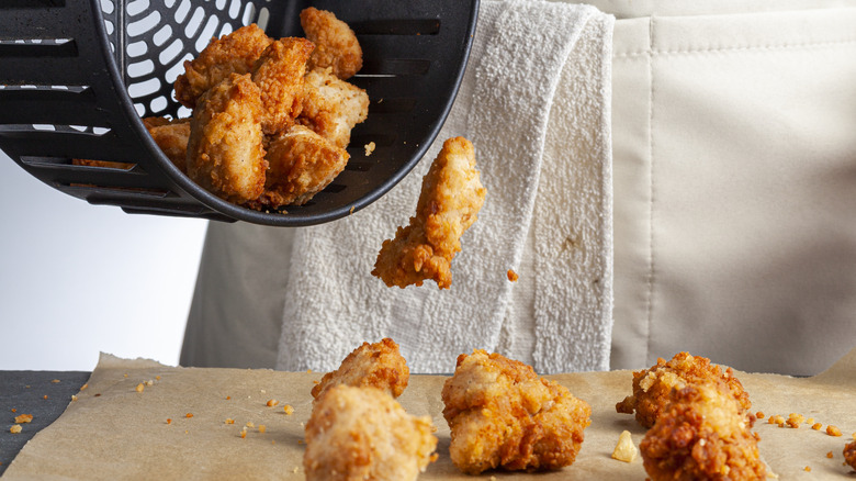 chicken pouring out of air fryer