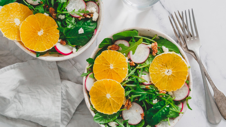 salads with orange slices