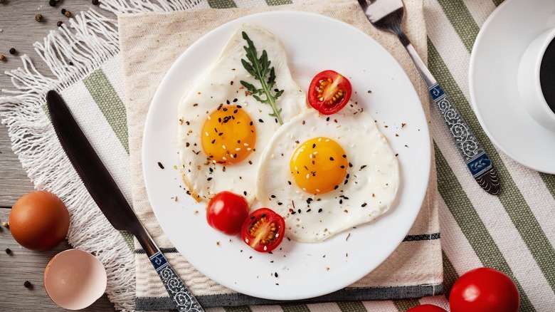 Plate of fried eggs