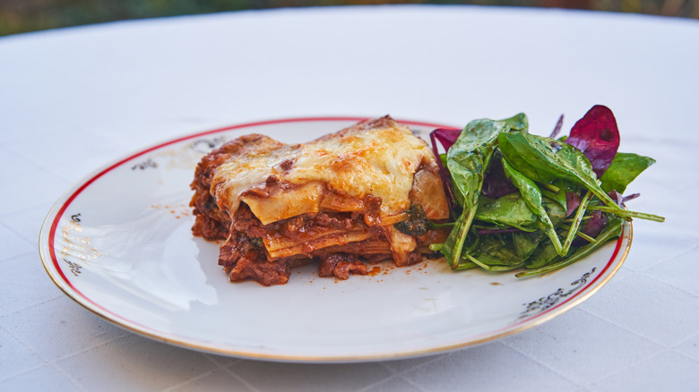 Fried lasagna on a plate