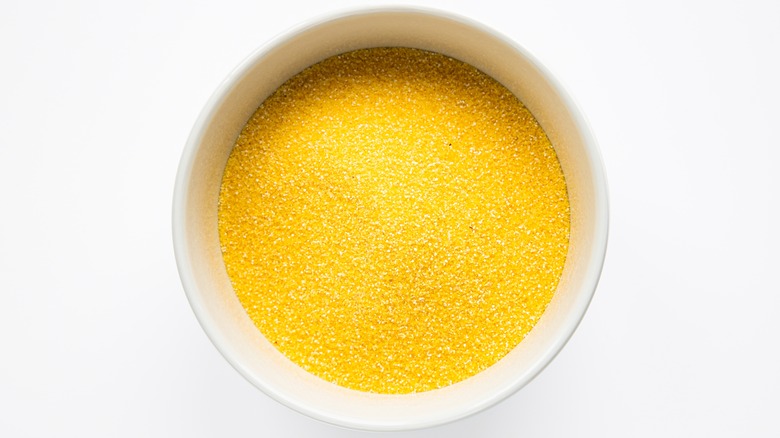 Yellow cornmeal in a bowl