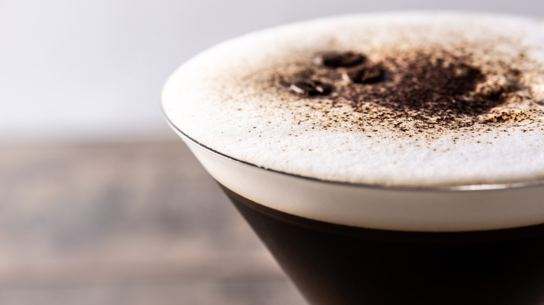 Espresso martini with coffee garnish