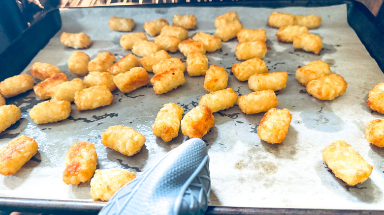 baked tater tots on tray