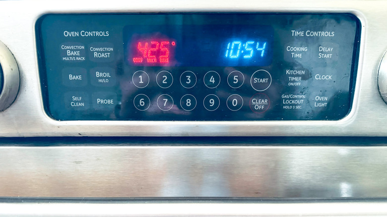 oven preheat setting display