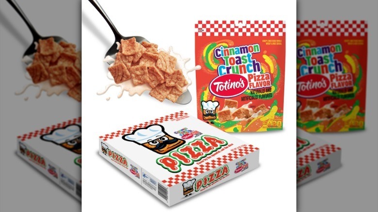 Cinnamon Toast Crunch Pizza box with spoonful