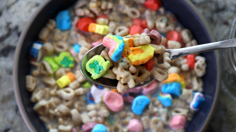 Bowl of Lucky Charms cereal