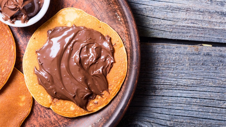 Pancake with chocolate spread