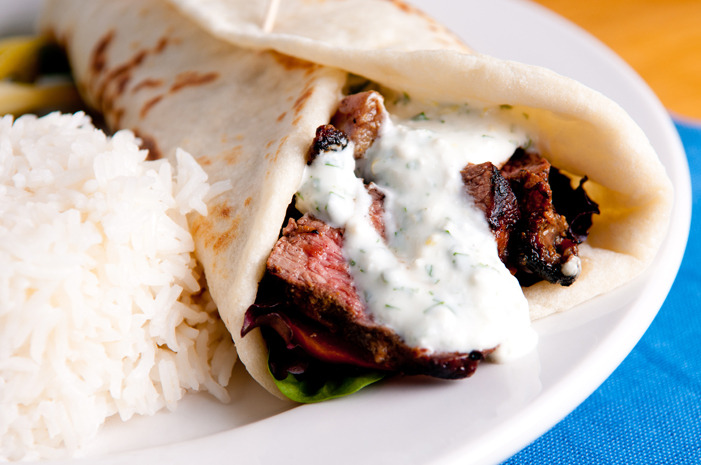 Grilled Steak With Tzatziki Salad