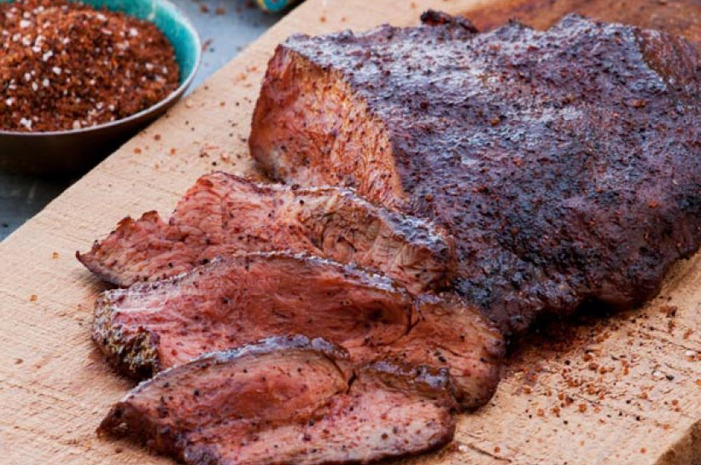 Cedar Grilled Flat Iron Steaks With Coffee Rub