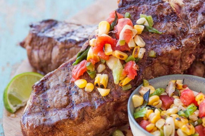 Dry-Aged Steaks With Grilled Salsa