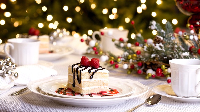 cake with raspberries and chocolate 