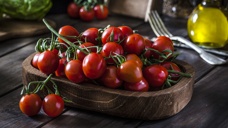 cherry tomatoes on vine