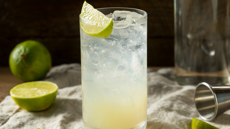 Gin Rickey cocktail with lime