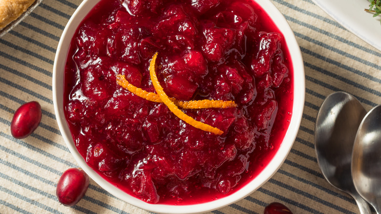Cranberry sauce in a bowl
