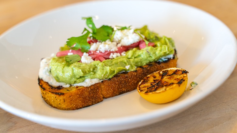 Pickle guacamole on toast