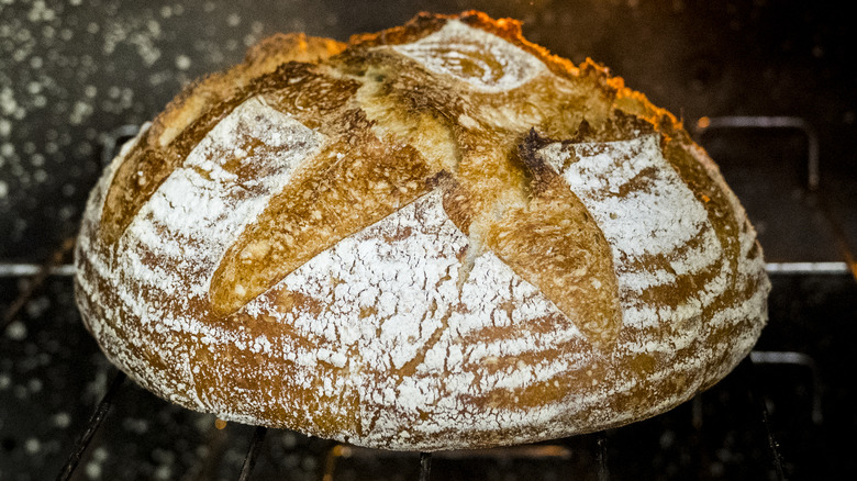 Bread loaf in oven