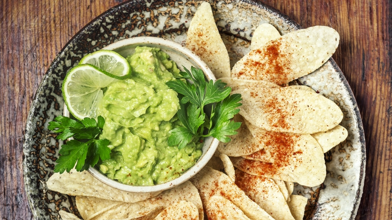 Guacamole dip with chips