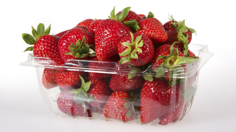 open container of fresh strawberries