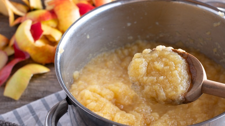 applesauce cooking in a pot