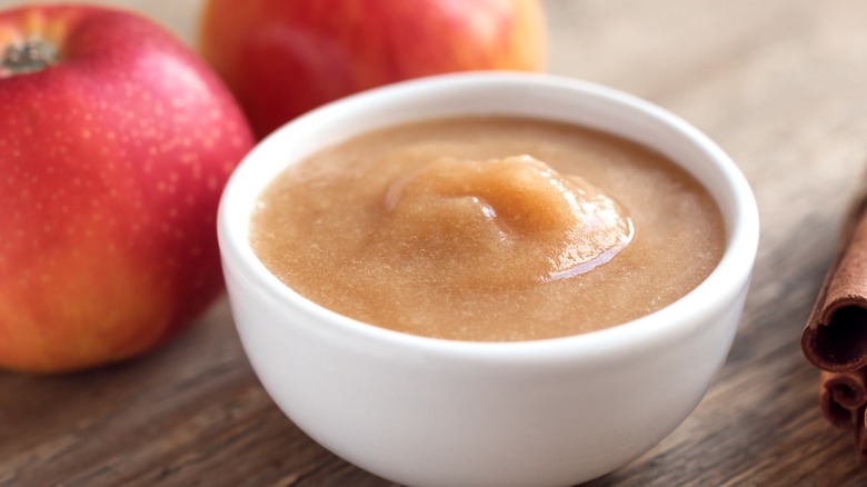 applesauce on a wooden table