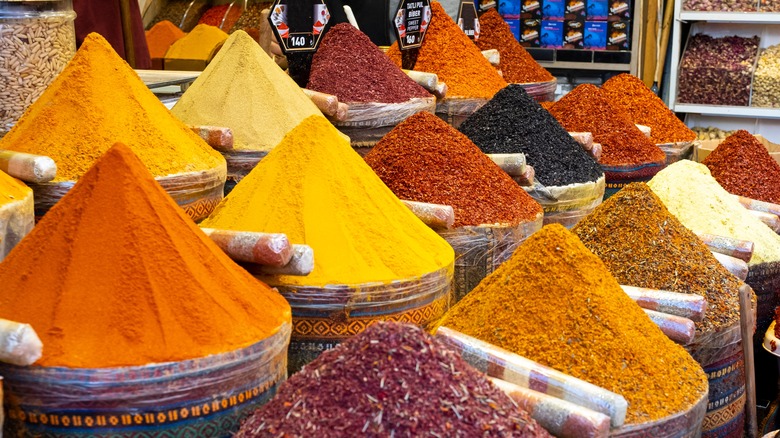 Piles of spices in Egyptian market