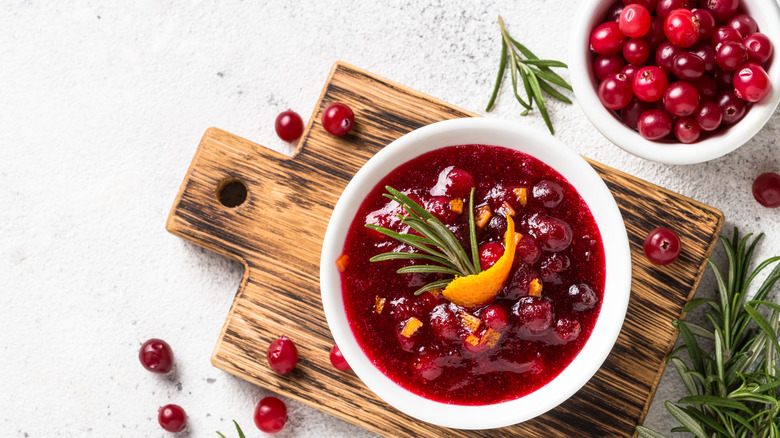 Cranberry sauce in a bowl