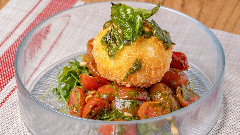 fried mozzarella caprese salad