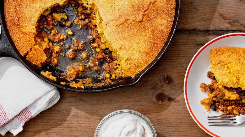 tamale pie topped with cornbread