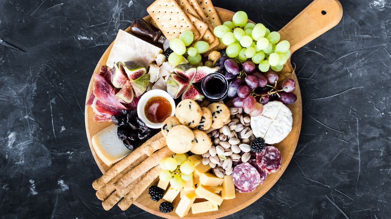 A round cheese platter