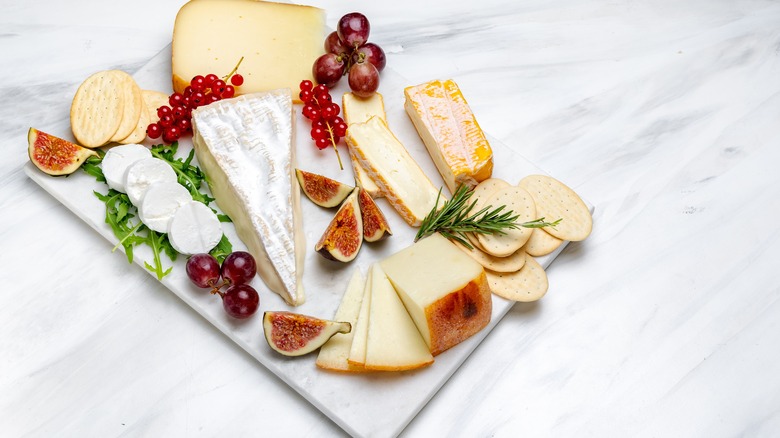 Cheese board with grapes