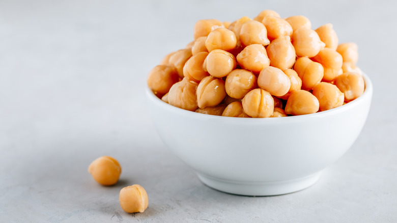 cooked chickpeas in a white bowl