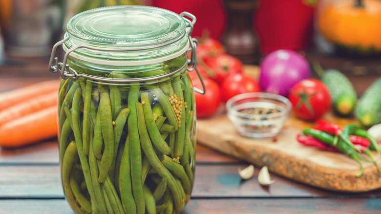 pickled beans in jars