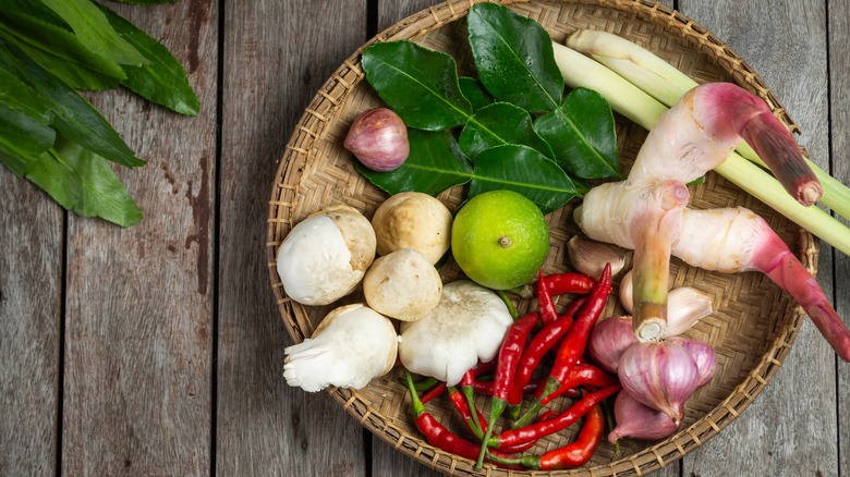 lime, ginger, lemongrass, chiles, and garlic