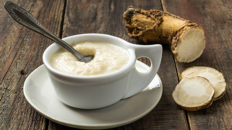 Horseradish sauce in a bowl