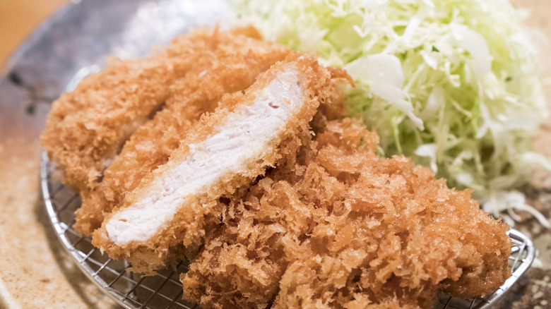 Fried chicken katsu on rack