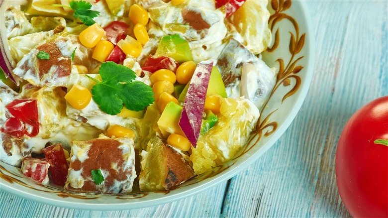 Potato salad with sweetcorn