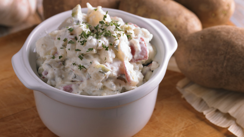 a bowl of potato salad