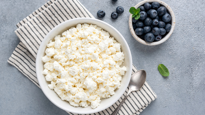 Cottage cheese and blueberries