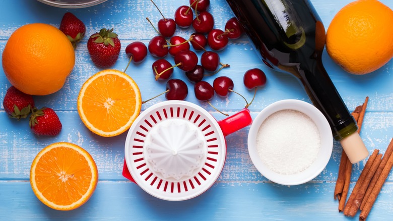 sangria ingredients on table