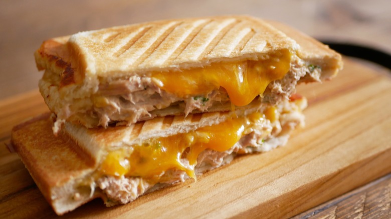 Tuna melt with dripping cheese