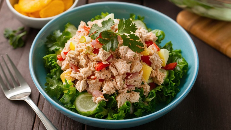 Tuna salad with cilantro peppers