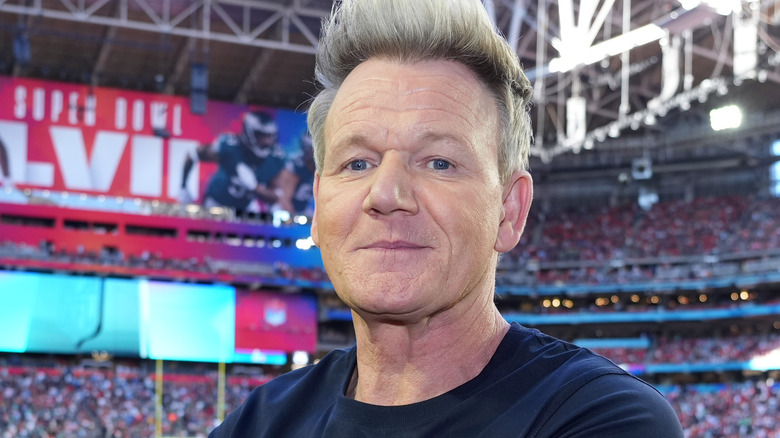 Closeup of Gordon Ramsay at football game 